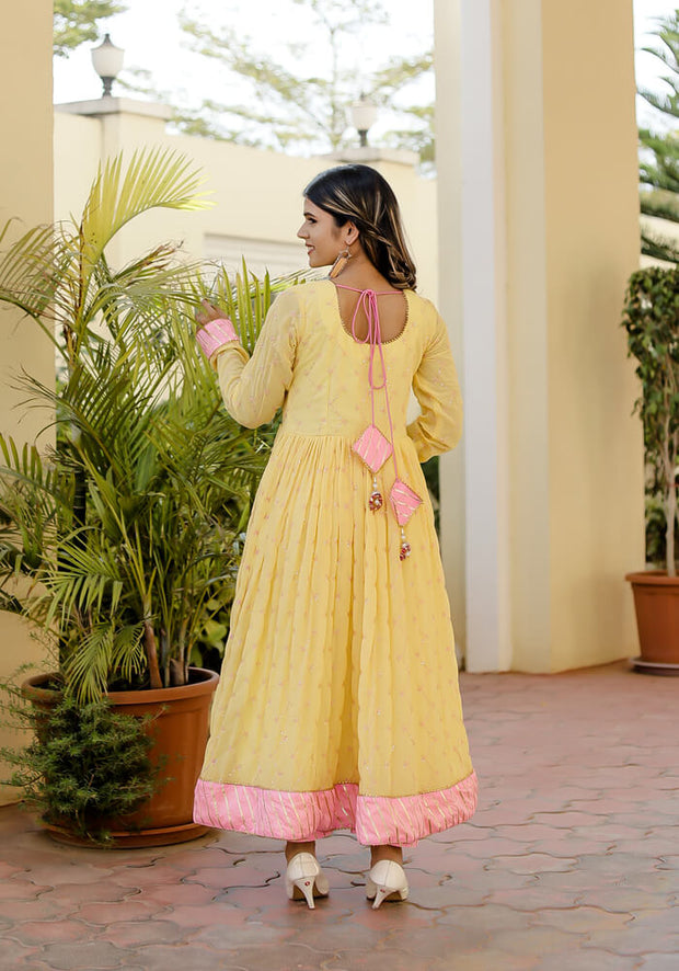 Nyra Yellow Embroidered Suit Set 224-YLW