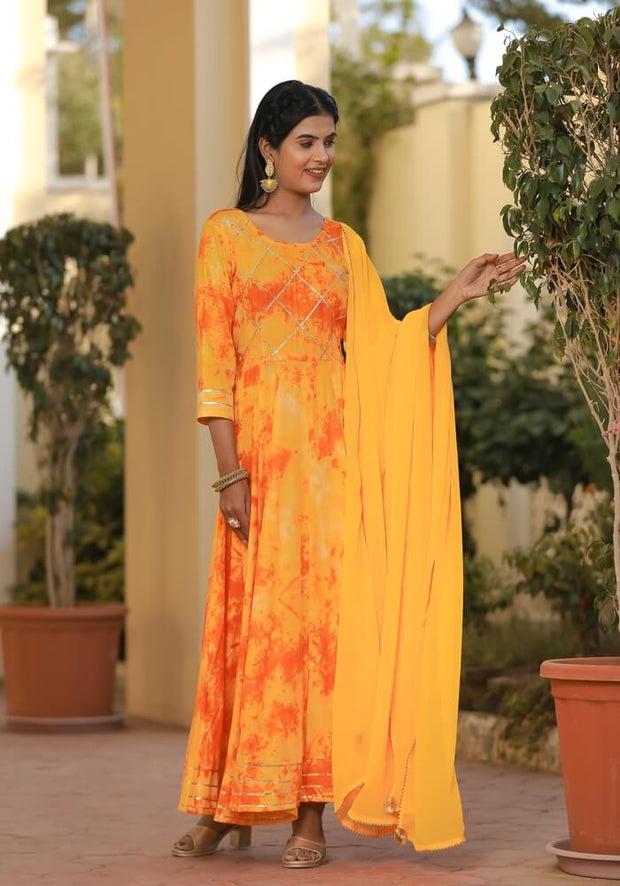 Isha Shibori Yellow Suit Set 225-YLW
