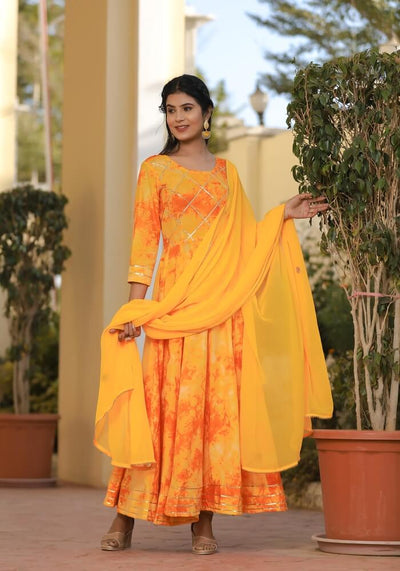 Isha Shibori Yellow Suit Set 225-YLW