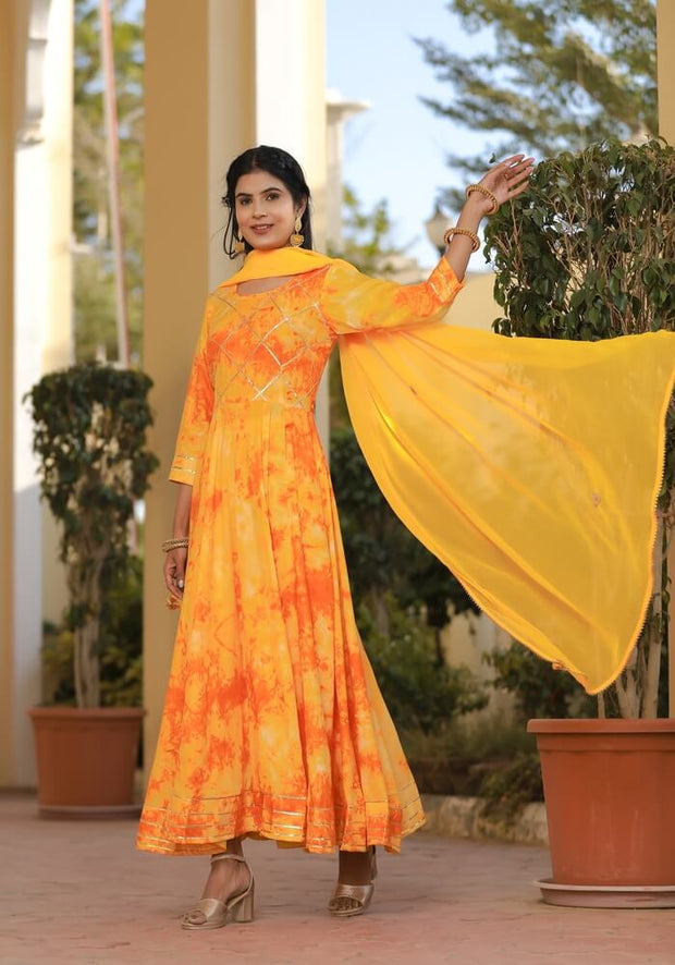 Isha Shibori Yellow Suit Set 225-YLW