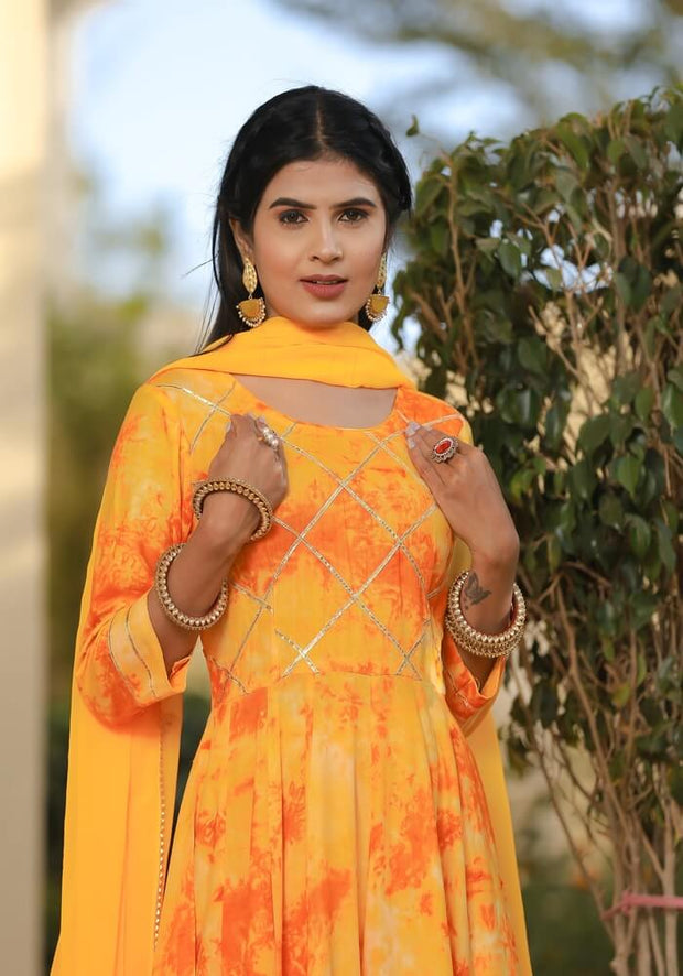 Isha Shibori Yellow Suit Set 225-YLW