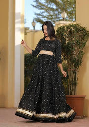 Miraya Black Silk Party Gown 226-BLK