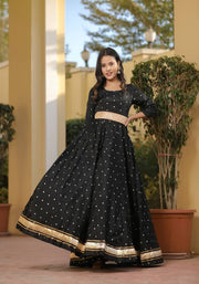Miraya Black Silk Party Gown 226-BLK