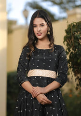 Miraya Black Silk Party Gown 226-BLK