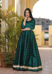 Miraya Green Silk Party Gown 226-GRN