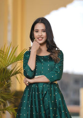 Miraya Green Silk Party Gown 226-GRN