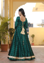 Miraya Green Silk Party Gown 226-GRN
