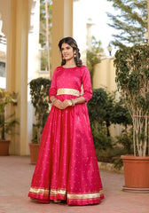 Miraya Pink Silk Party Gown 226-PNK