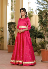 Miraya Pink Silk Party Gown 226-PNK