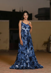 Aliza Blue Tie n Dye Maxi Dress 227-BLU