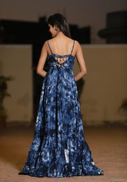 Aliza Blue Tie n Dye Maxi Dress 227-BLU