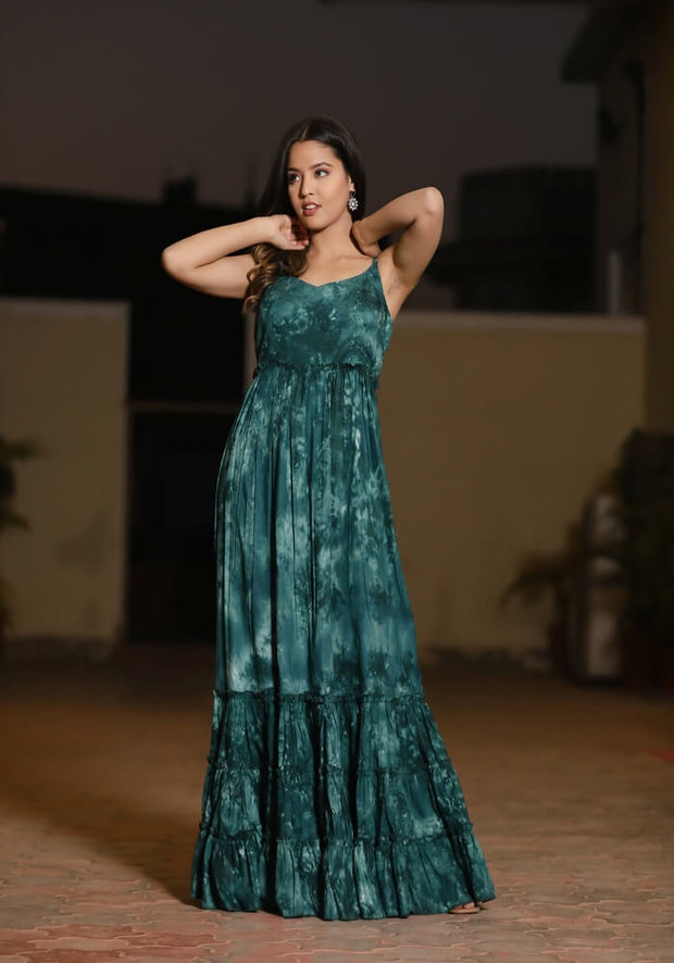 Aliza Green Tie n Dye Maxi Dress 227-GRN
