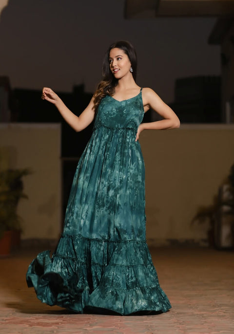 Aliza Green Tie n Dye Maxi Dress 227-GRN