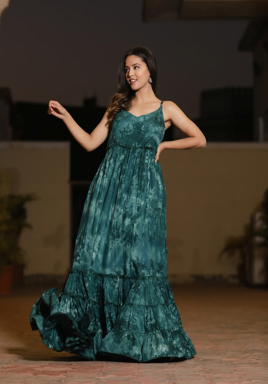 Aliza Green Tie n Dye Maxi Dress 227-GRN