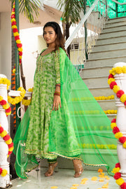 Amulya Shibori Printed Green Suit Set 231-GRN