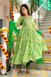 Amulya Shibori Printed Green Suit Set 231-GRN
