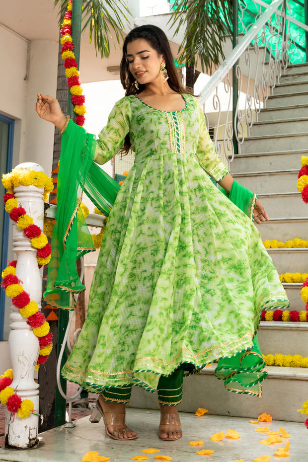 Amulya Shibori Printed Green Suit Set 231-GRN