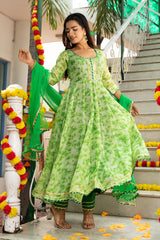 Amulya Shibori Printed Green Suit Set 231-GRN