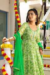 Amulya Shibori Printed Green Suit Set 231-GRN