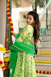 Amulya Shibori Printed Green Suit Set 231-GRN