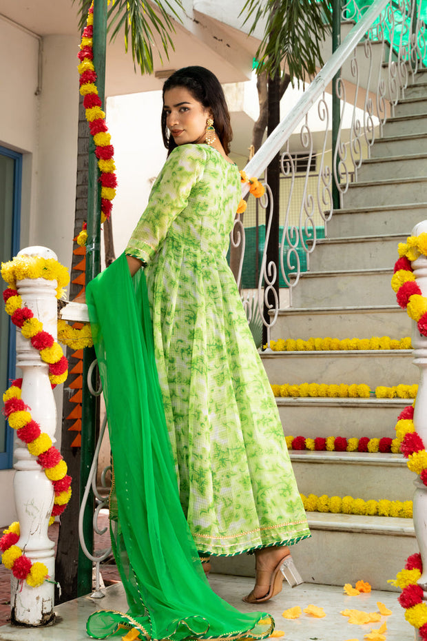 Amulya Shibori Printed Green Suit Set 231-GRN