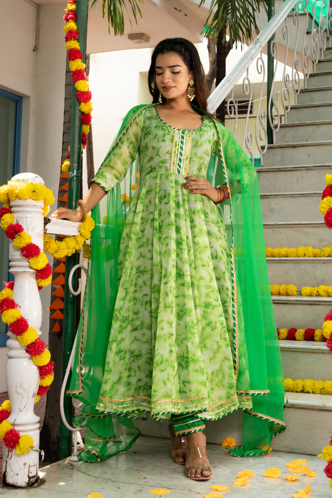 Amulya Shibori Printed Green Suit Set 231-GRN