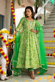Amulya Shibori Printed Green Suit Set 231-GRN