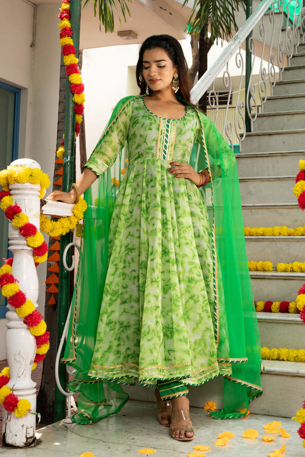 Amulya Shibori Printed Green Suit Set 231-GRN