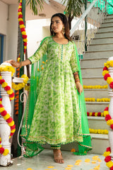 Amulya Shibori Printed Green Suit Set 231-GRN