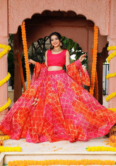 Bandhani Lehenga Set 106-PNK