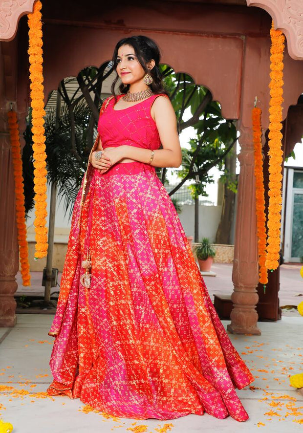 Bandhani Lehenga Set 106-PNK