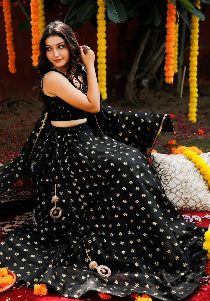Black Elegant Lehenga Set for Women | Festive & Party Wear – Indi Inside