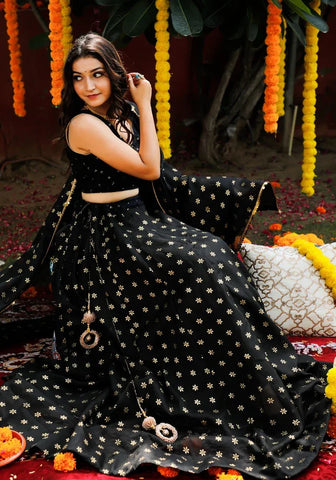 Black Elegant Lehenga Set for Women | Festive & Party Wear – Indi Inside