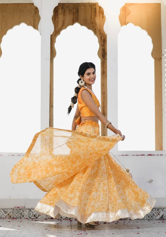 Sara Mustard Tie n Dye Lehenga Set 114-MST
