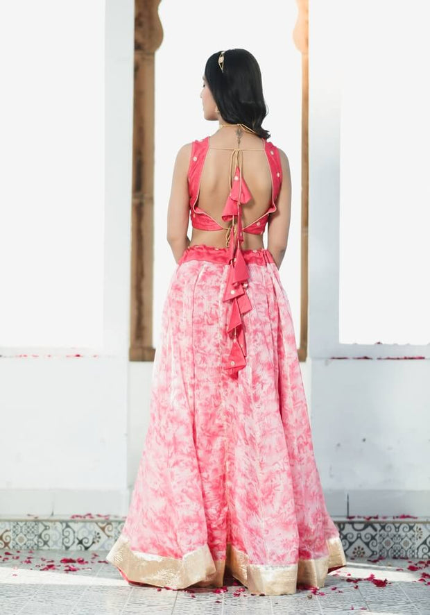 Sara Peach Tie n Dye Lehenga Set 114-PCH