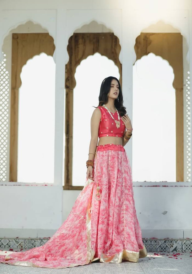 Sara Peach Tie n Dye Lehenga Set 114-PCH