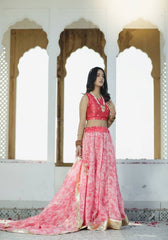 Sara Peach Tie n Dye Lehenga Set 114-PCH