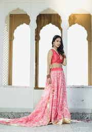 Sara Peach Tie n Dye Lehenga Set 114-PCH