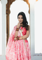 Sara Peach Tie n Dye Lehenga Set 114-PCH
