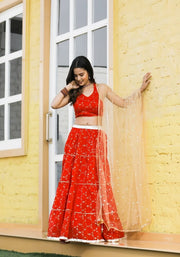 Mehr Red Floral Lehenga Set 115-RED