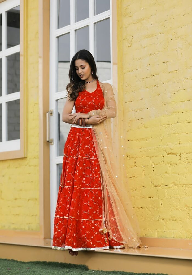 Mehr Red Floral Lehenga Set 115-RED