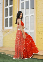 Mehr Red Floral Lehenga Set 115-RED