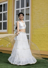 Mehr White Floral Lehenga Set 115-WHT