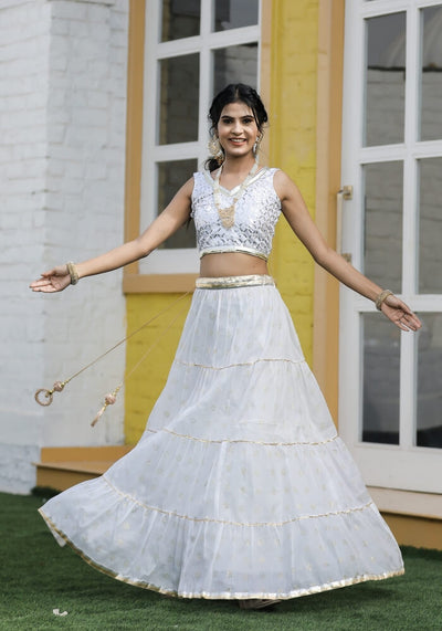 Mehr White Floral Lehenga Set 115-WHT