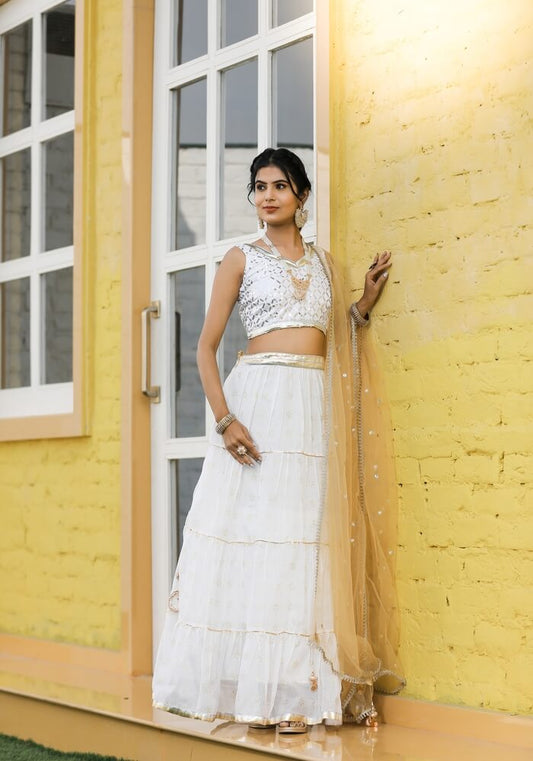 Mehr White Floral Lehenga Set 115-WHT