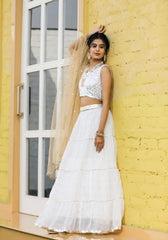 Mehr White Floral Lehenga Set 115-WHT