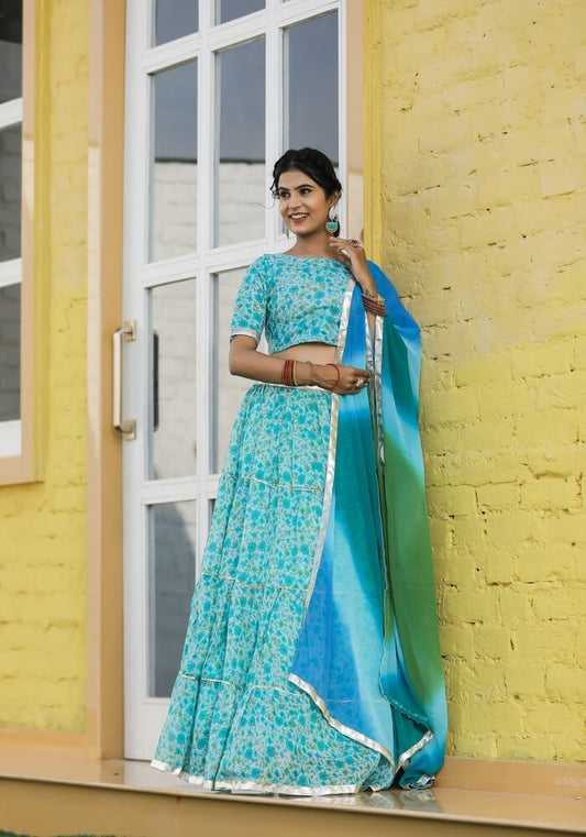Anika Blue Floral Lehenga Set 116-BLU