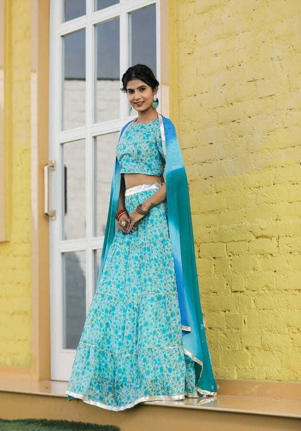 Anika Blue Floral Lehenga Set 116-BLU