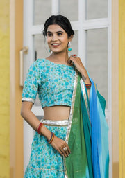 Anika Blue Floral Lehenga Set 116-BLU
