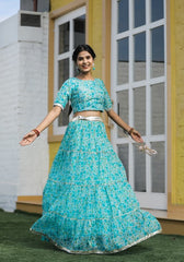 Anika Blue Floral Lehenga Set 116-BLU